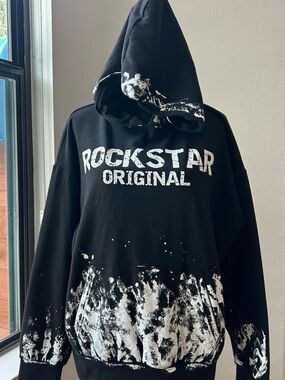 Rockstar Original Black Pullover Vest with White Paint Detail